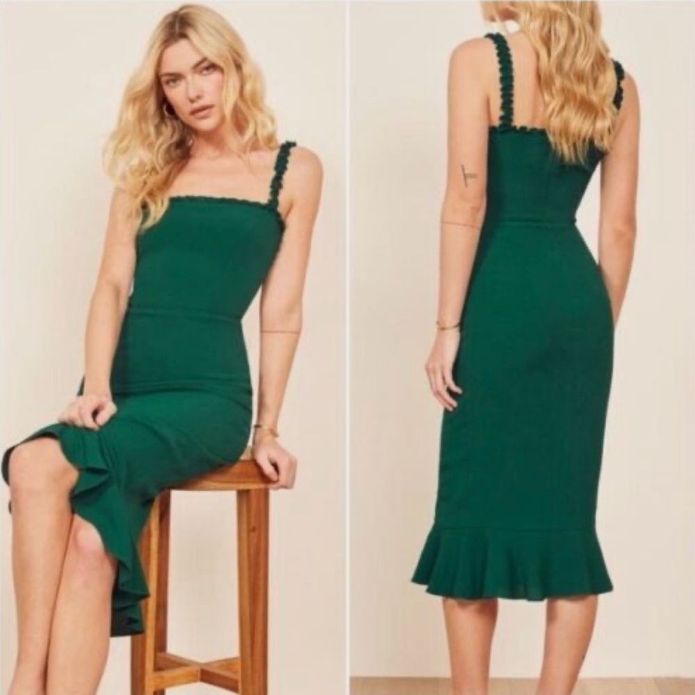 Reformation Green Midi Dress